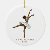 ブラックパーソナライズされたバレリーナ小さな女の子ダンサー セラミックオーナメント (裏面)