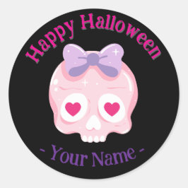 ブラックパーソナライズされたパステルピンク&パープルスカル ラウンドシール