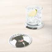 ブラックパーソナライズされたピットブルホッ結婚フ犬 ラウンドペーパーコースター (インサイチュ)