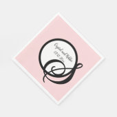 ブラックパーソナライズされたピンクモノグラム紙ナプキンス スタンダードランチョンナプキン (角)