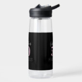 ブラックパーソナライズされたピンク50thバースデーパーティーのお願い ウォーターボトル (左面)