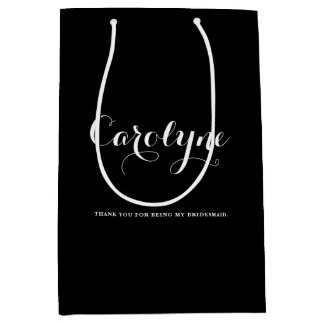 ブラックパーソナライズされたブライドメイドブライダルシャワー ミディアムペーパーバッグ