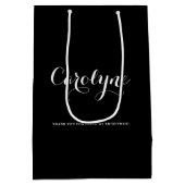 ブラックパーソナライズされたブライドメイドブライダルシャワー ミディアムペーパーバッグ (裏面)