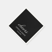 ブラックパーソナライズされたミニマル結婚リストのカクテル スタンダードカクテルナプキン (角)