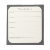 ブラックパーソナライズされたメモ帳の毎週プランナー ノートパッド (正面)