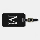 ブラックパーソナライズされたモノグラムと名前ラゲッジタグ ラゲッジタグ (正面横)