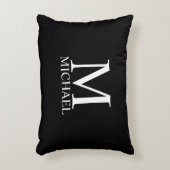 ブラックパーソナライズされたモノグラムと名前 アクセントクッション (正面(垂直))