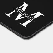 ブラックパーソナライズされたモノグラムと名前 デスクマット (コーナー)