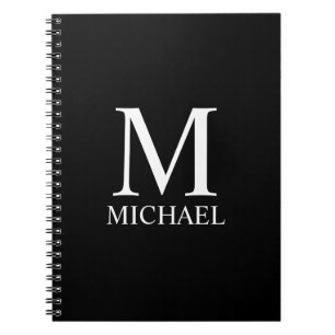 ブラックパーソナライズされたモノグラムと名前 ノートブック