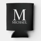 ブラックパーソナライズされたモノグラムと名前 缶クーラー (正面)