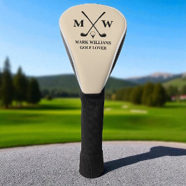 ブラックパーソナライズされたモノグラムネームゴルフラバーベージュ ゴルフヘッドカバー