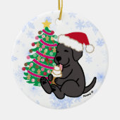 ブラックパーソナライズされたラブラドールアイスクリーム セラミックオーナメント (正面)