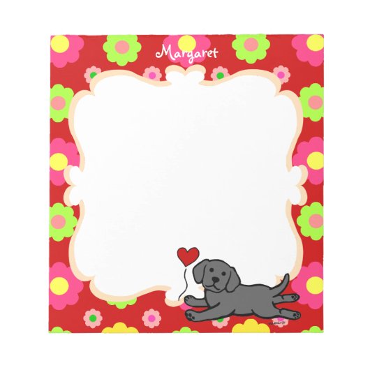 ブラックパーソナライズされたラブラドールパピー ノートパッド (正面)