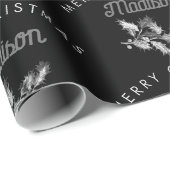 ブラックパーソナライズされたレトロクリスマメリースモノグラム ラッピングペーパー (ロールコーナー)