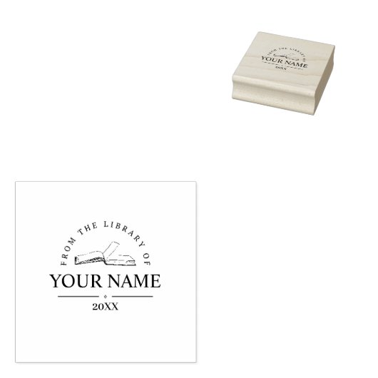 ブラックパーソナライズされた文字付きブックスタンプ ラバースタンプ (押印)