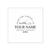 ブラックパーソナライズされた文字付きブックスタンプ ラバースタンプ (インプリント)