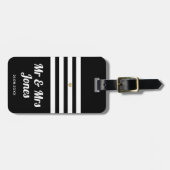 ブラックパーソナライズされた氏とミセス結婚の新婚 ラゲッジタグ (正面横)