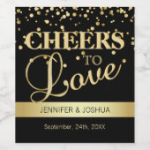 ブラックパーソナライズされた金ゴールドを愛する結婚応援 ワインラベル (シングルラベル)