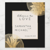 ブラックパーソナライズされた金ゴールドを愛する結婚応援 ワインラベル (シングルラベル)