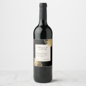 ブラックパーソナライズされた金ゴールドを愛する結婚応援 ワインラベル (正面)