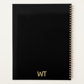 ブラックパーソナライズされた金ゴールドイニシャルロゴプランナー プランナー手帳 (裏面)