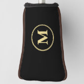 ブラックパーソナライズされた金ゴールドパターのモノグラムの作成 ゴルフヘッドカバー (回転90)