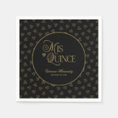 ブラックパーソナライズされた金ゴールドミクリンキンセアニェラ スタンダードカクテルナプキン (正面)