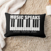 ブラックパーソナライズされた音楽話引用文 ランバークッション (ブランケット)