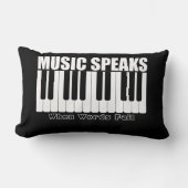 ブラックパーソナライズされた音楽話引用文 ランバークッション (正面)