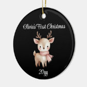 ブラックパーソナライズされた1stベビーガール初めてのクリスマス セラミックオーナメント (左)