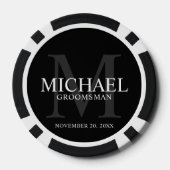 ブラックパーソナライズされた・グロムスマンの名前とモノグラム ポーカーチップ (裏面)