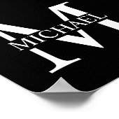 ブラックパーソナライズされた・モノグラムとネーム・ポスター ポスター (角)