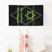 ブラックパーソナライズされた&ライムグリーンバー（ユダヤ教の）バル・ミツバー 横断幕 (インサイチュ)