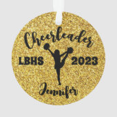 ブラックパーソナライズされた&金ゴールドチアリーティングオーナメント オーナメント (裏面)