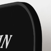 ブラックパーソナライズピックボール名、ロゴ、文字 ピックルボールラケット (左詳細)