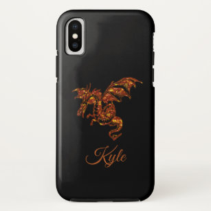 ブラックパーソナルに燃えるドラゴン iPhone X ケース