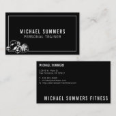 ブラックパーソナルトレーナージムコーチウェイトダンベル 名刺 (正面/裏面)
