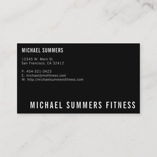 ブラックパーソナルトレーナージムコーチウェイトダンベル 名刺 (裏面)