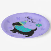 ブラックパーティースコッティテリア犬パーソナライズされた名 ペーパープレート (アングル)