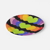 ブラックパーティープレートとレインボーハート  ペーパープレート (アングル)