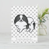 ブラックパートカラーポメラニア犬ドッグバースデーパーティー 招待状 (スタンド正面)