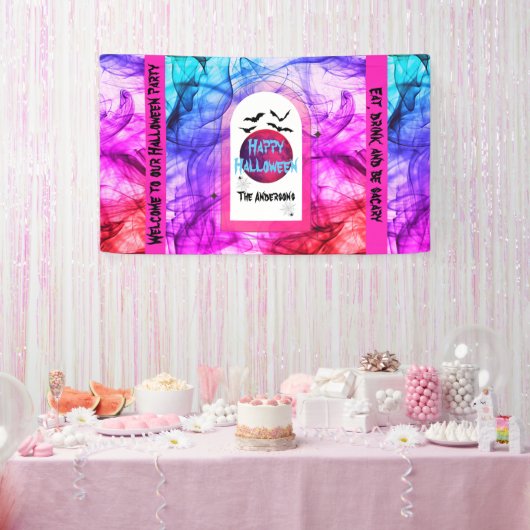 ブラックパープルこうもりハッピーハローウィンパーティー歓迎 横断幕 (パーティー)