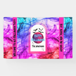 ブラックパープルこうもりハッピーハローウィンパーティー歓迎 横断幕