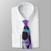 ブラックパープルとティール（緑がかった色）ストロ絵を描ック ネクタイ (タイ)