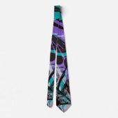 ブラックパープルとティール（緑がかった色）ストロ絵を描ック ネクタイ (裏面)