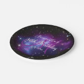 ブラックパープルとホワイト銀河系シナ誕生日 ペーパープレート (アングル)