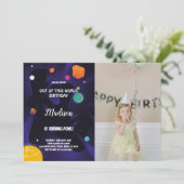 ブラックパープルアウタースペース誕生日招待状フォト 招待状 (スタンド正面)