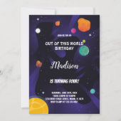 ブラックパープルアウタースペース誕生日招待状 招待状 (正面)