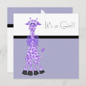 ブラックパープルウィムシーキリン赤ちゃんガールシャワー 招待状 (正面/裏面)