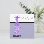 ブラックパープルウィムシーキリン赤ちゃんガールシャワー 招待状 (スタンド正面)